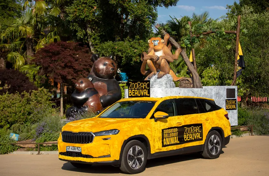 Voiture singe doré du ZooParc de Beauval pour le Tour de France / photographe © ZooParc de Beauval